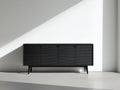 Dielenschränke Holzwerkstoff Schwarz 180x40x72 cm - 4 Schranktüren - gerillte Front