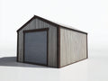 Gartenhäuser Stahl 300x250x240 cm - Silber und Dunkelbraun - Gerätehaus mit Rolltor und Satteldach