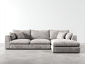Ecksofa Stoff Hellgrau 280x180x85 cm - gerippte Oberfläche - modernes Wohnzimmer Sofa