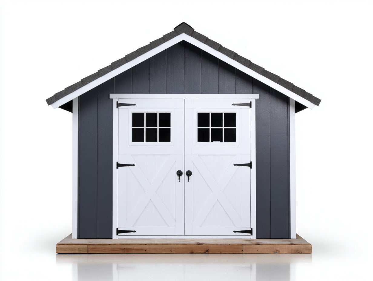 Gartenhäuser Holzstruktur 300x240x260 cm - Anthrazit Weiß Schwarz - Gerätehaus mit Doppeltür und Satteldach