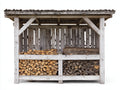 Kaminholzregal Holz 240x70x175 cm - Weiß-Grau-Naturholz - überdachte Brennholzlagerung