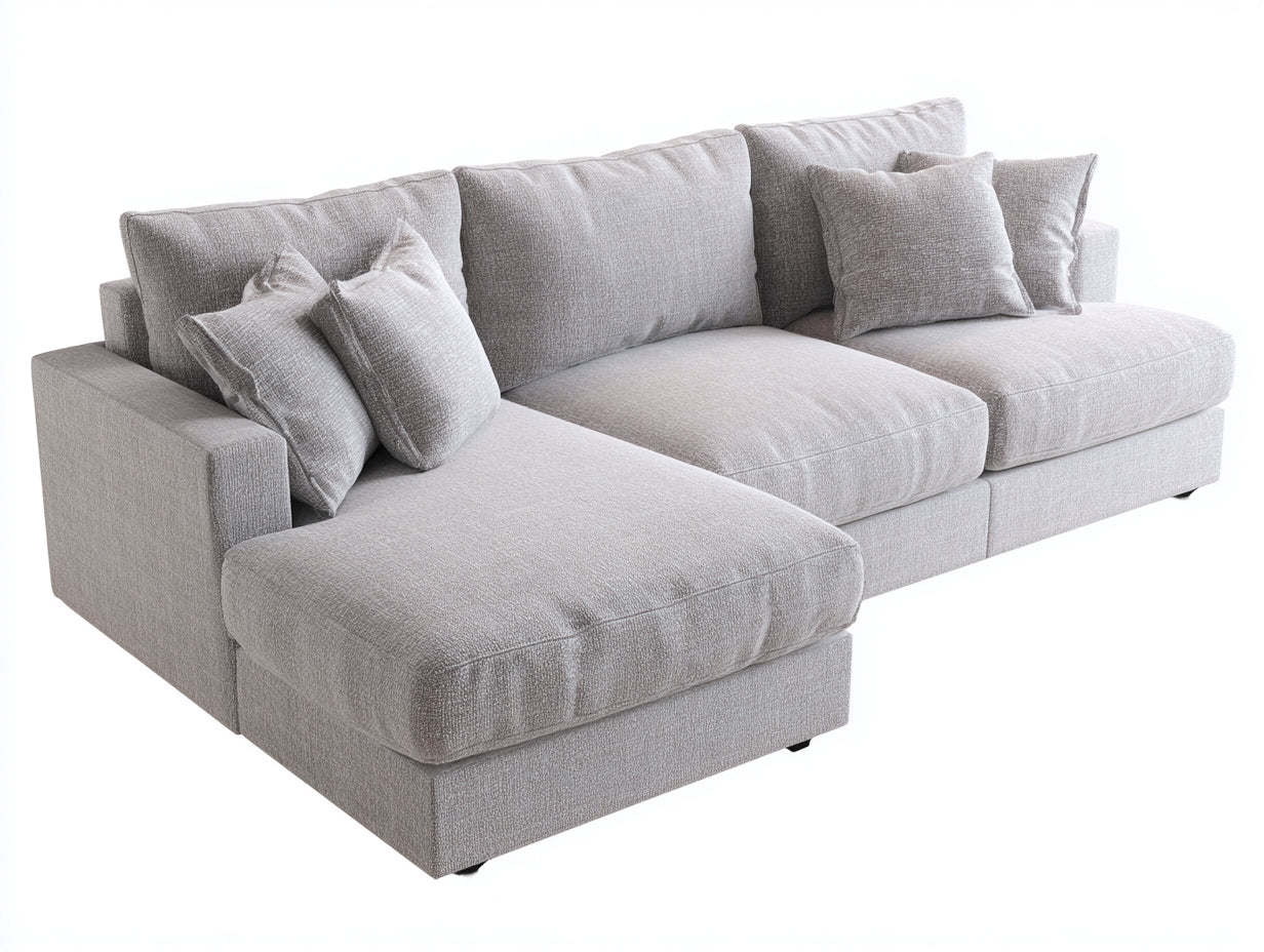 Ecksofa Stoff Hellgrau 280x180x85 cm - breite Liegefläche - modernes Wohnzimmer-Sofa