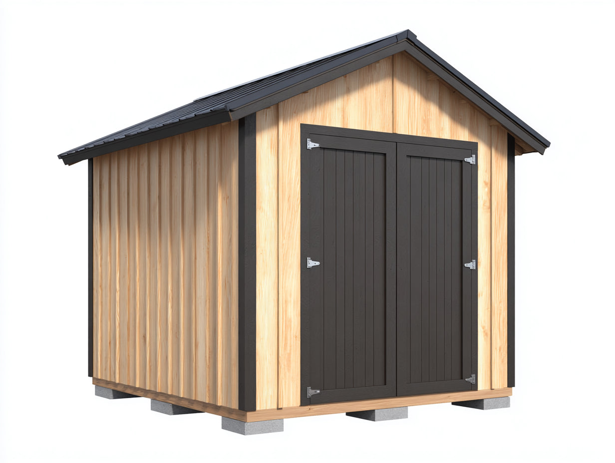 Gartenhäuser Holz und Metall 300x240x260 cm - Naturholz-Anthrazit - Gerätehaus mit Doppeltür für Garten