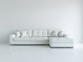 Ecksofa Kunstleder 305x180x76 cm Weiß-Silber für Wohnzimmer - modernes Design mit Ottomane