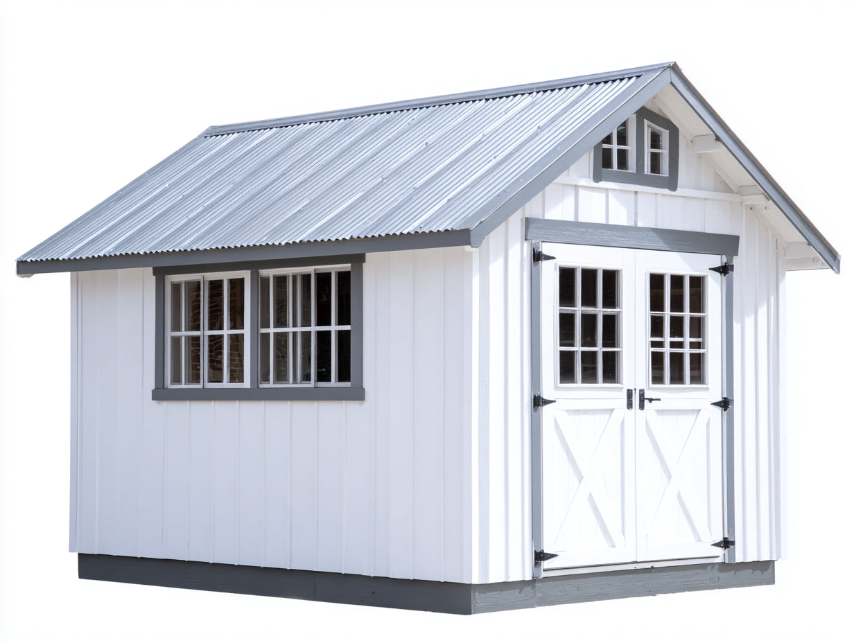 Gartenhäuser Holz und Metall 360x260x260 cm - Weiß-Grau - Landhaus Gerätehaus für Garten