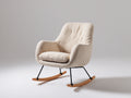 Schaukelstühle Teddystoff 73x91x101 cm - Creme Schwarz Natur - gepolsterter Sessel mit Holzkufen