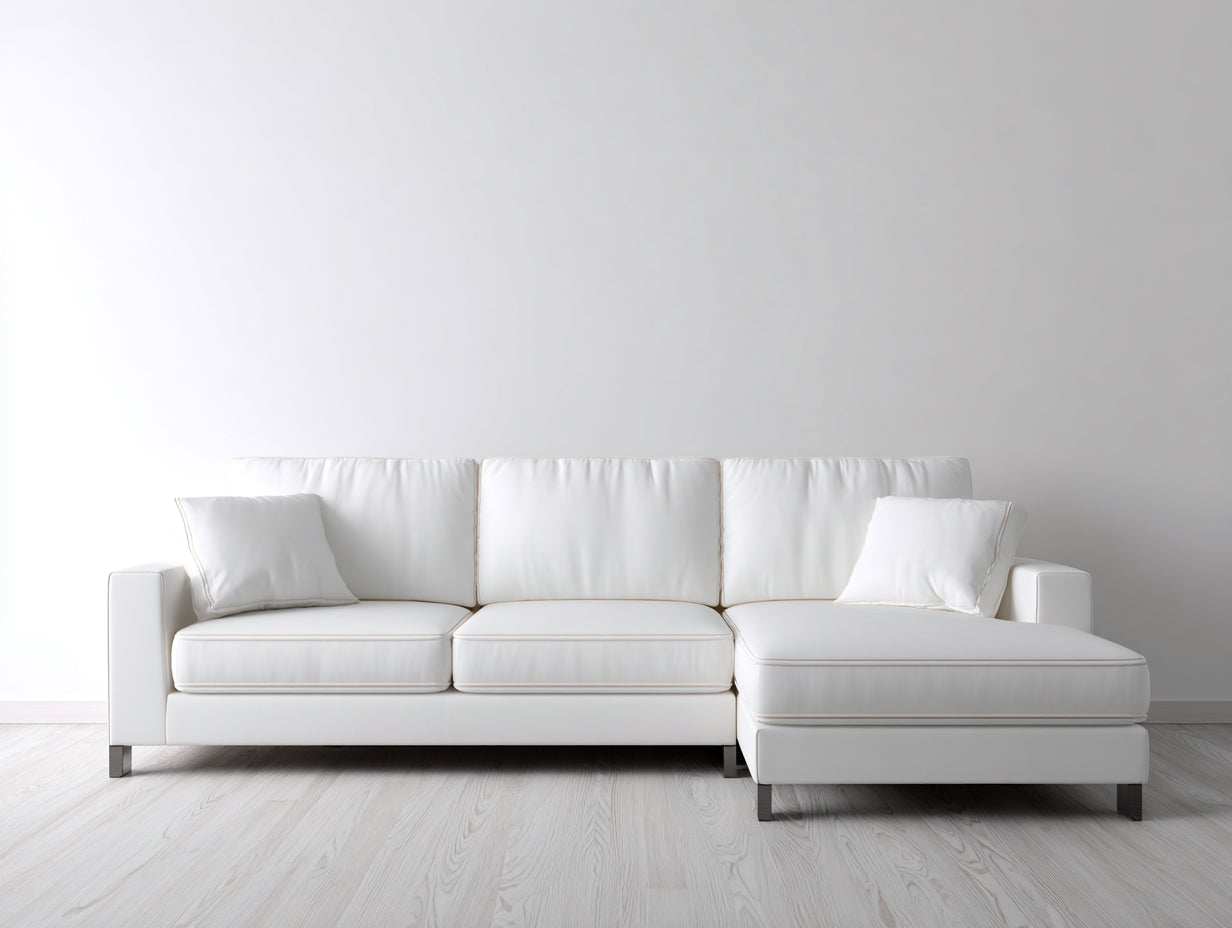 Ecksofa Kunstleder 265x165x85 cm - Weiß - Gepolstertes Sofa mit Ottomane im modernen Stil für das Wohnzimmer