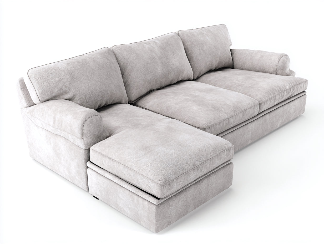 Ecksofa Stoff 285x180x85 cm hellbeige für Wohnzimmer mit breiter Liegefläche und weichen Armlehnen