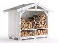 Kaminholzregal Holz 200x80x170 cm Weiß-Grau für Garten - überdachtes Holzlager mit 2 Ebenen