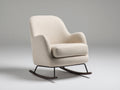 Schaukelstühle Teddystoff 78x92x96 cm creme für Wohnzimmer mit Metallgestell und Holzkufen
