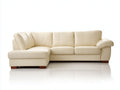 Ecksofa Kunstleder 275x170x78 cm Cremeweiß-Braun für Wohnzimmer - modernes Design mit Ottomane