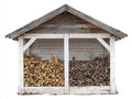 Kaminholzregal Holz 220x80x200 cm - Weiß-Antikbraun - überdachtes Brennholzlager für Garten