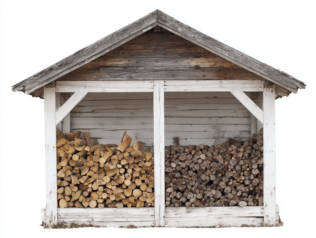 Kaminholzregal Holz 220x80x200 cm - Weiß-Antikbraun - überdachtes Brennholzlager für Garten