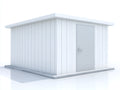 Gartenhäuser Metall 360x240x220 cm Weiß-Grau für Garten - modernes Gerätehaus mit Einzeltür