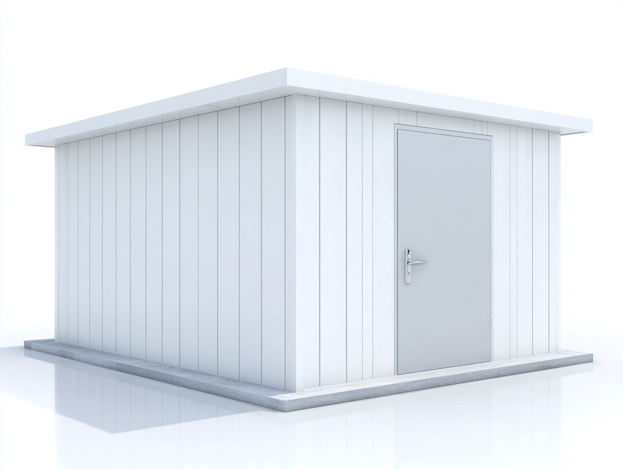 Gartenhäuser Metall 360x240x220 cm Weiß-Grau für Garten - modernes Gerätehaus mit Einzeltür