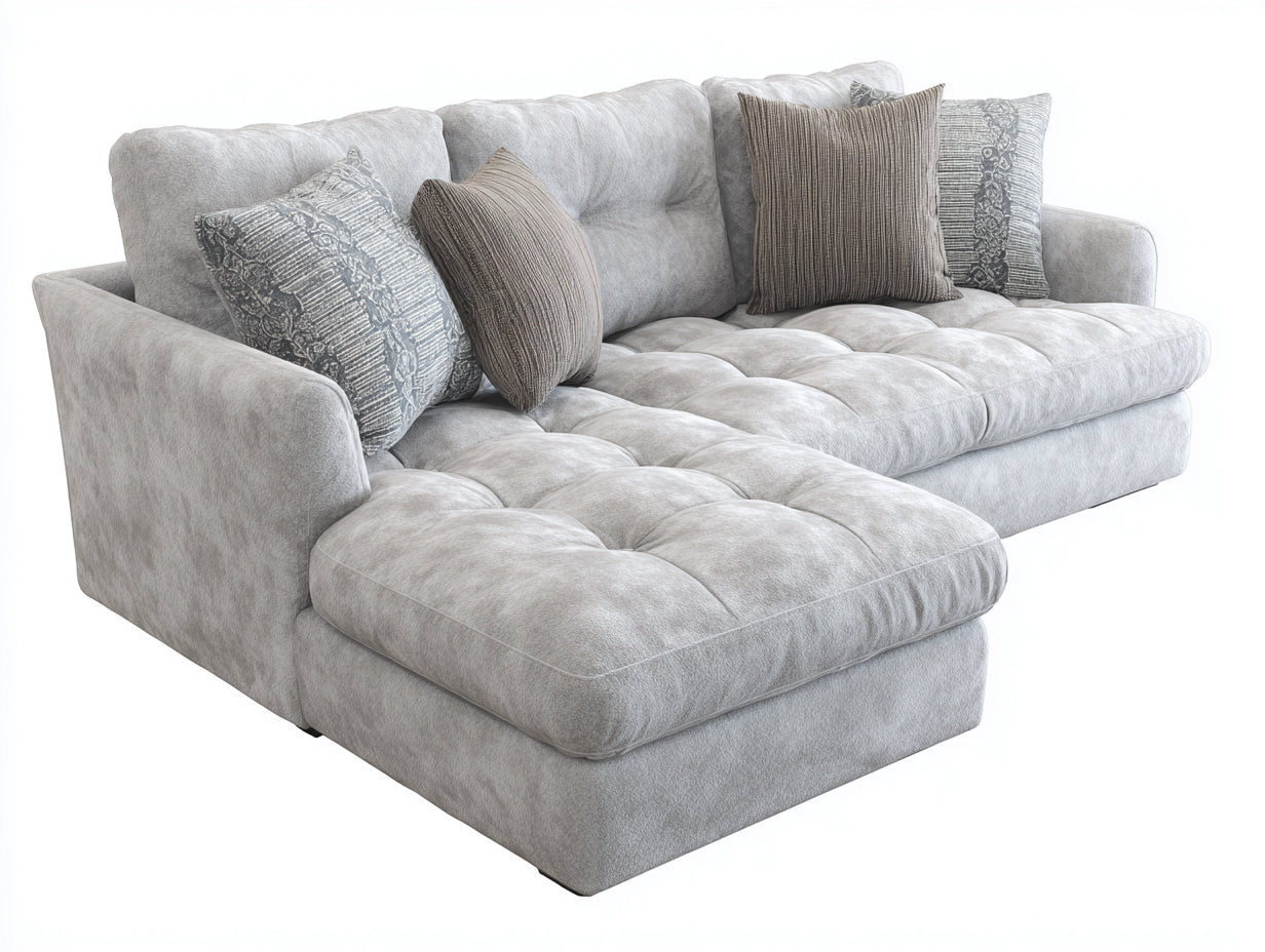 Ecksofa Stoff 300x185x75 cm Hellgrau für Wohnzimmer - modernes Design mit Steppung