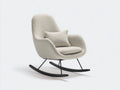 Schaukelstühle Teddystoff 72x89x101 cm - Creme Schwarz - gepolsterter Sessel mit dunklen Kufen