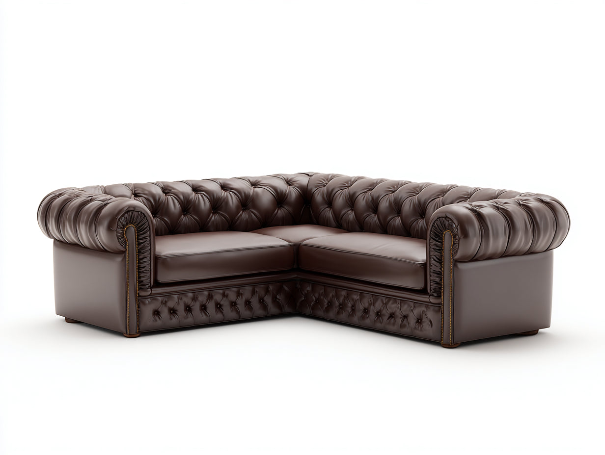Ecksofa Kunstleder 260x260x78 cm - Dunkelbraun - Gepolstertes Chesterfield-Design für das Wohnzimmer