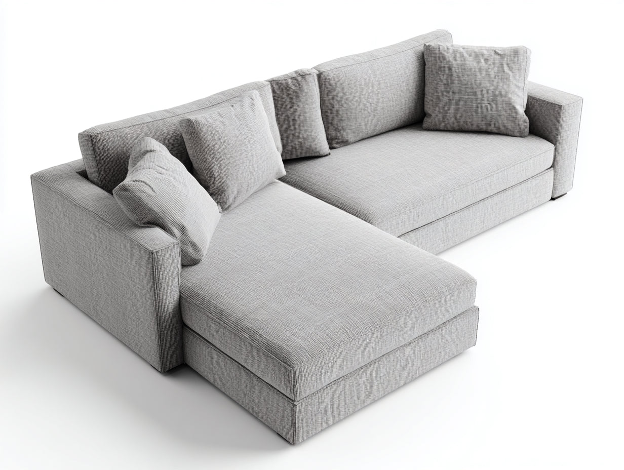 Ecksofa Strukturstoff 280x180x85 cm - Hellgrau - Gepolstertes Sofa mit Ottomane im modernen Stil für das Wohnzimmer