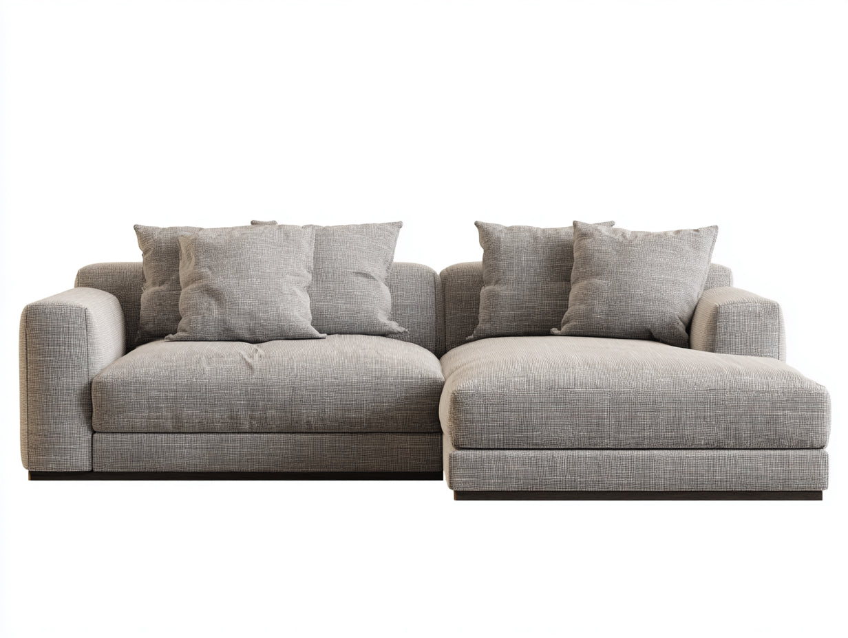 Ecksofa Strukturstoff 300x180x78 cm - Grau Beige - modernes Sofa mit Ottomane